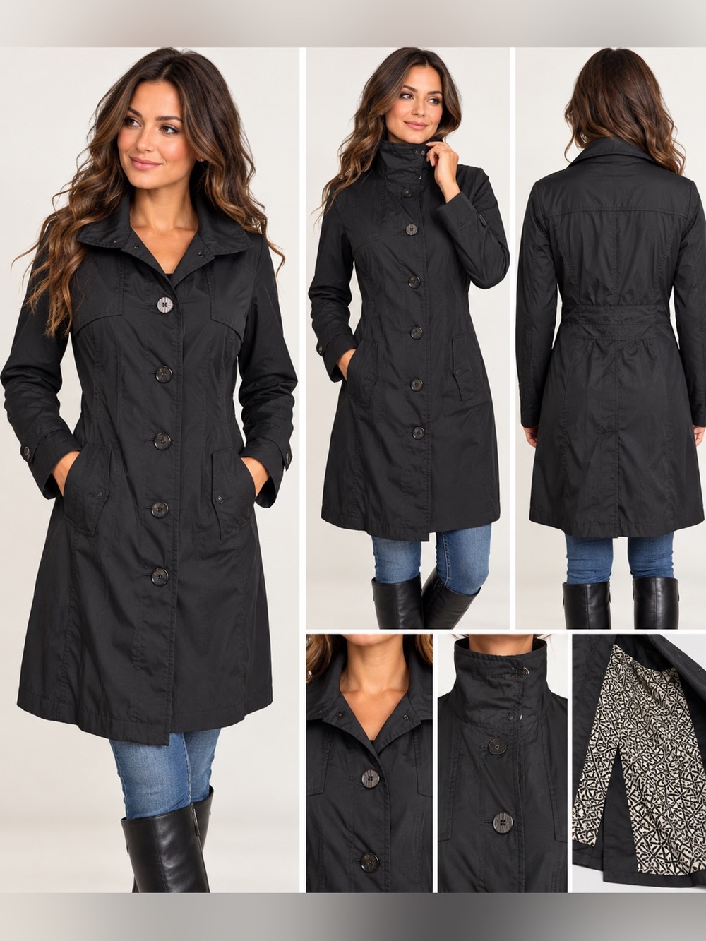Mossimo Black Trench Coat Women’s Small Button Front Lightweight Jacket